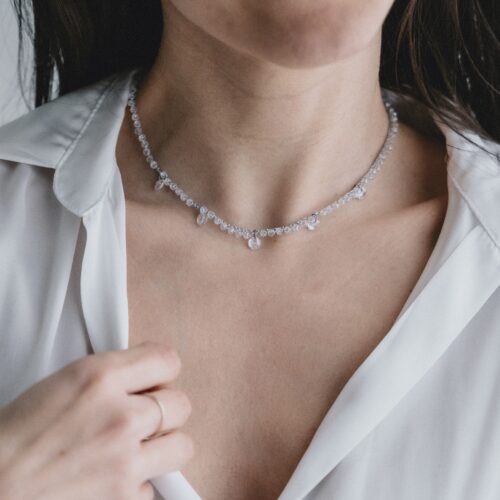 NOVITA’ Girocollo Luce Trasparente – base argento